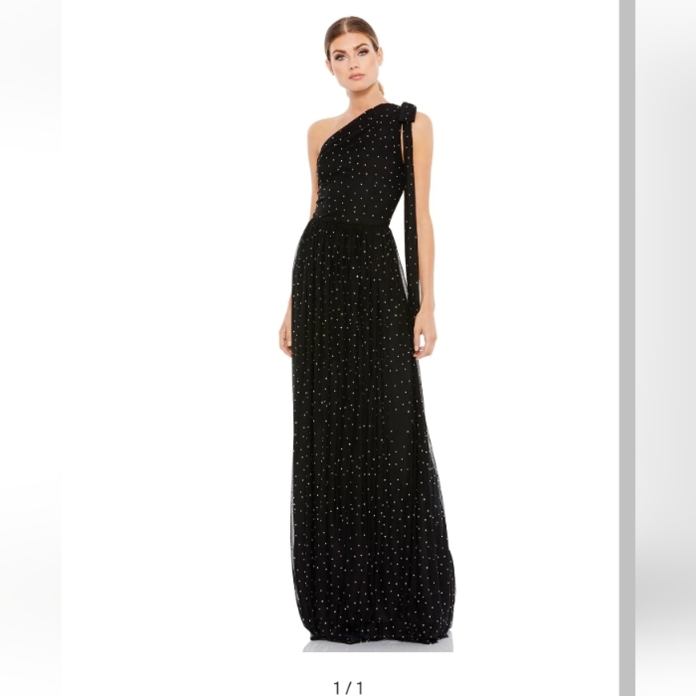 Ieena for Mac Duggal Rhinestone One Shoulder Gown